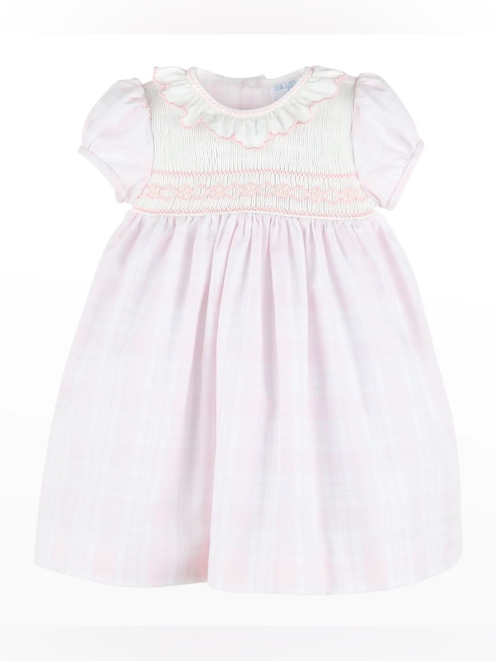 LULI & ME Ruffle Collar Smocked Plaid Dress - 18M